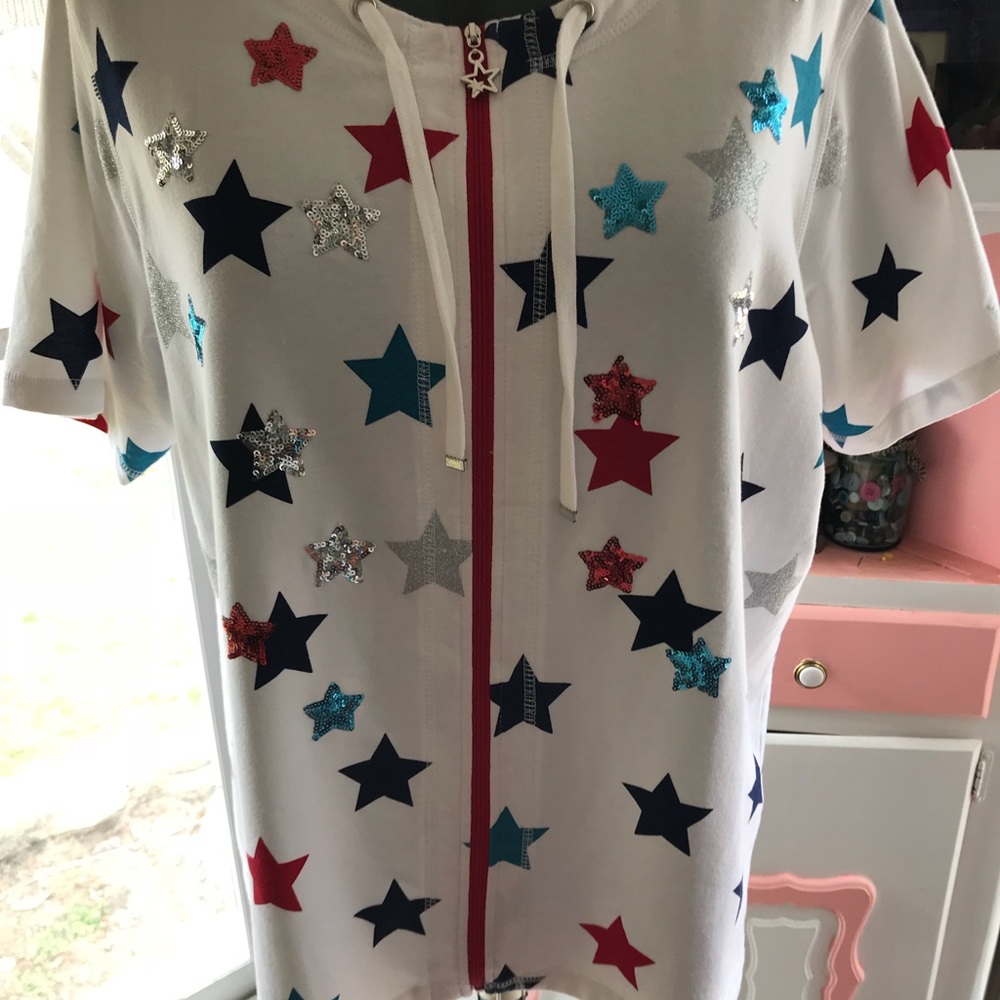 Quaker Factory short sleeve zip jacket
